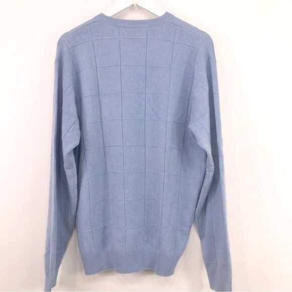 Joseph & Lyman Light Blue 100% Cashmere
Windowpane Knit Crewneck Sweater - Picture 6 of 12